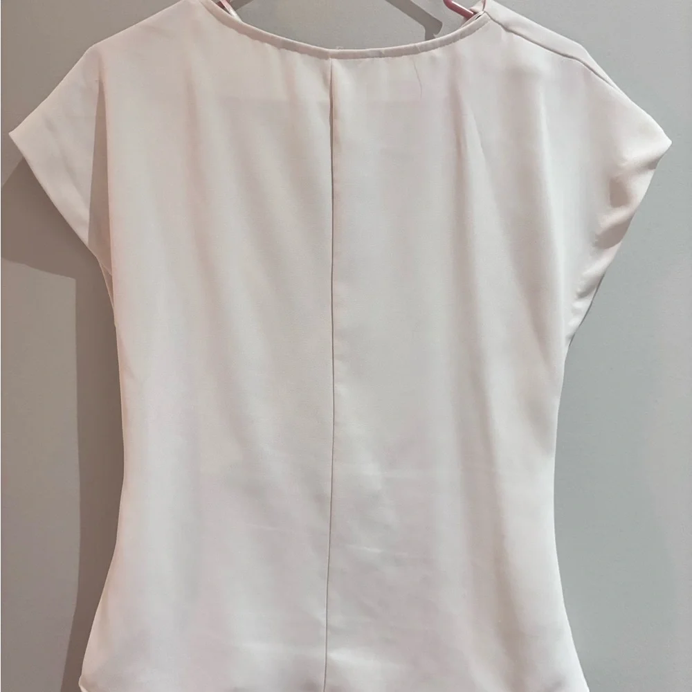Zara Cream Wrap Peplum Blouse with Cap Sleeves - Picture 2 of 4